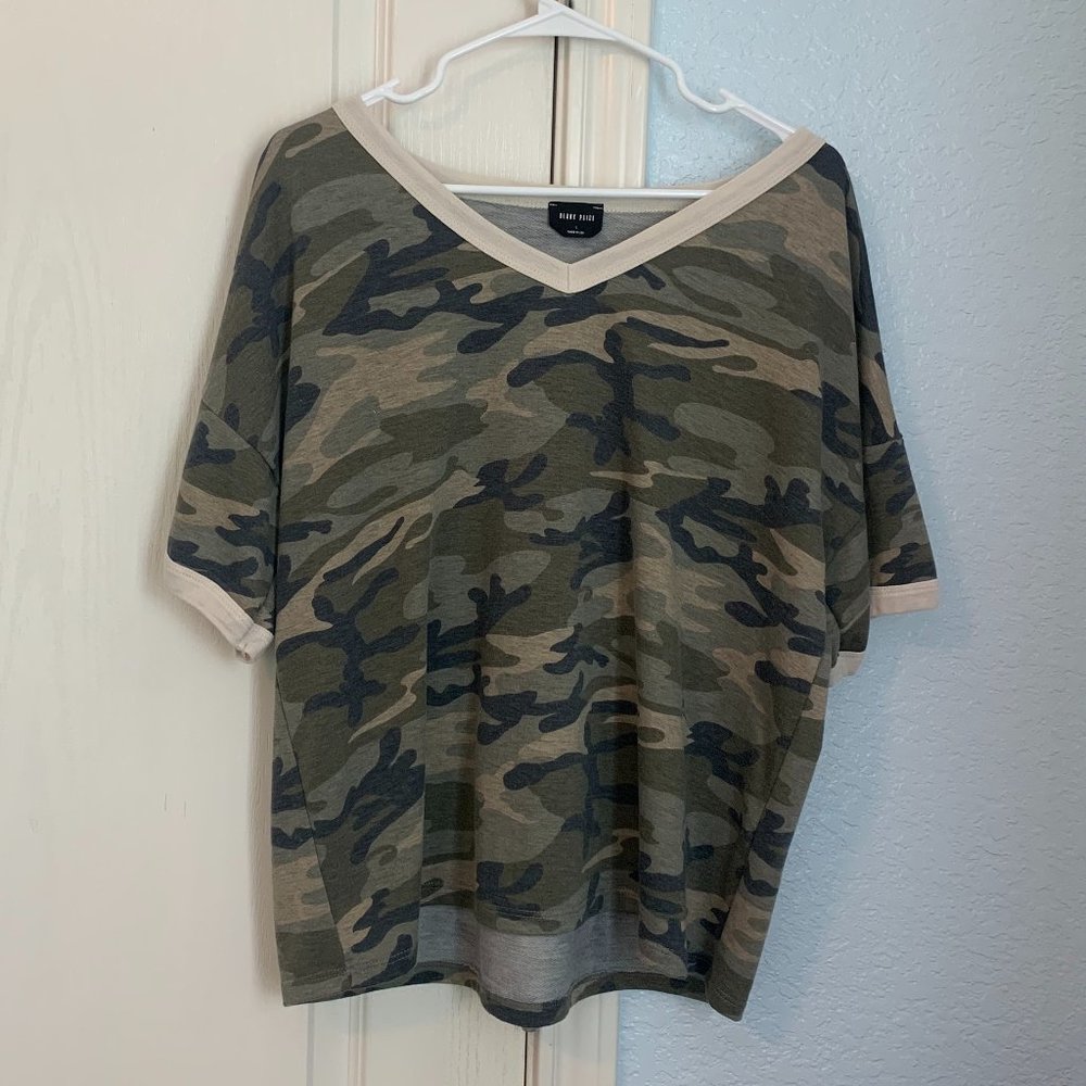 Camo V Neck Top